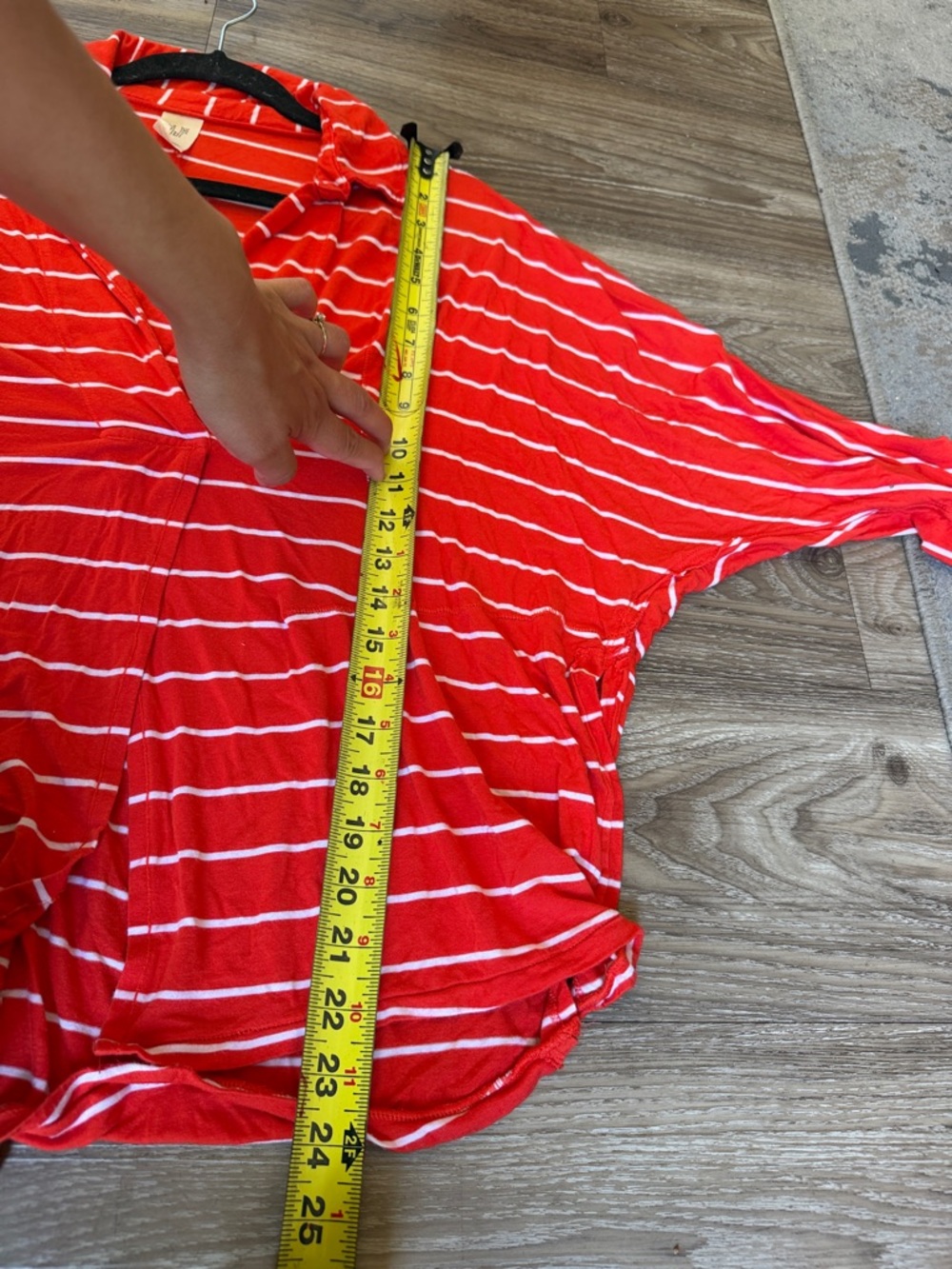 Free People We The Free Cant Fool Me Red Striped V-Neck Oversized Top - Picture 12 of 12